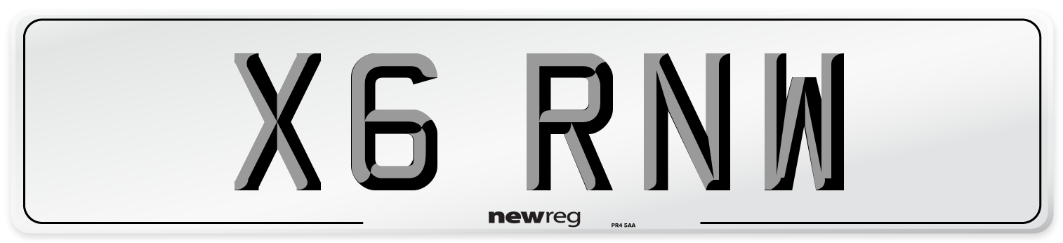 X6 RNW Number Plate from New Reg